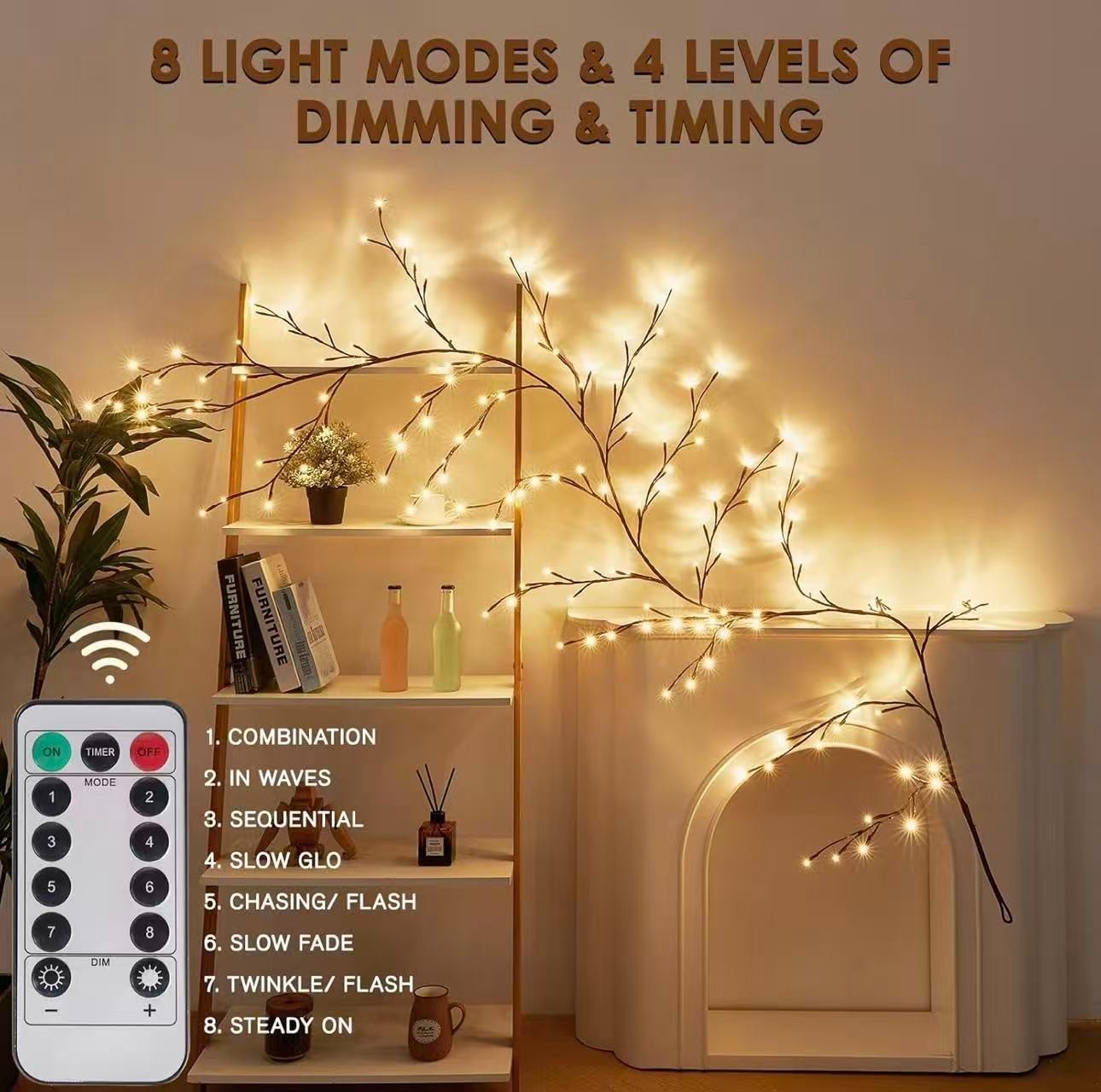 144 LED Wall Tree Enchanted Willow Vine Light Bendable Branch USB Fairy Lights