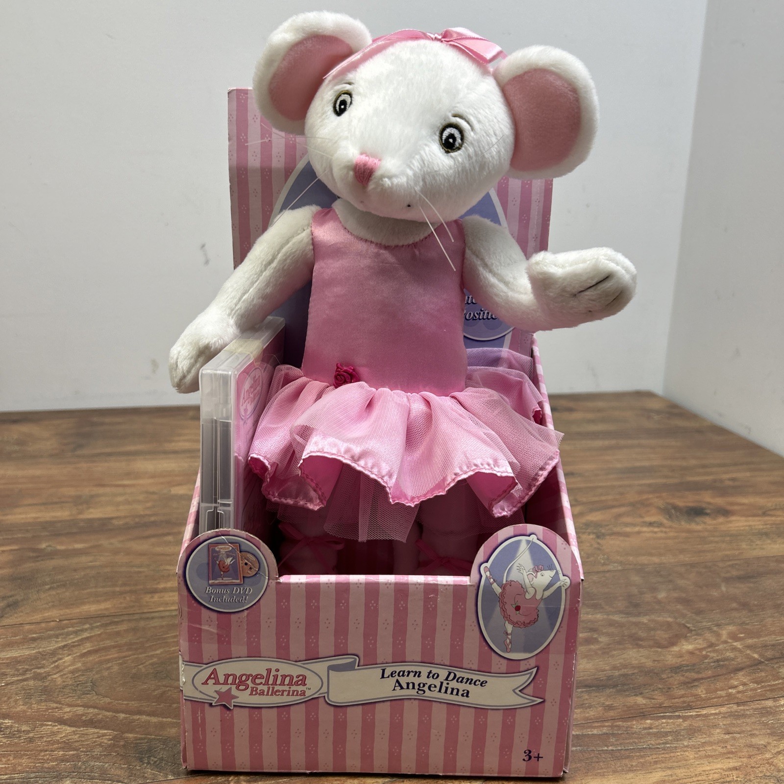 Angelina Ballerina Learn To Dance Angelina Plush Poseable w/DVD 2005 HTF