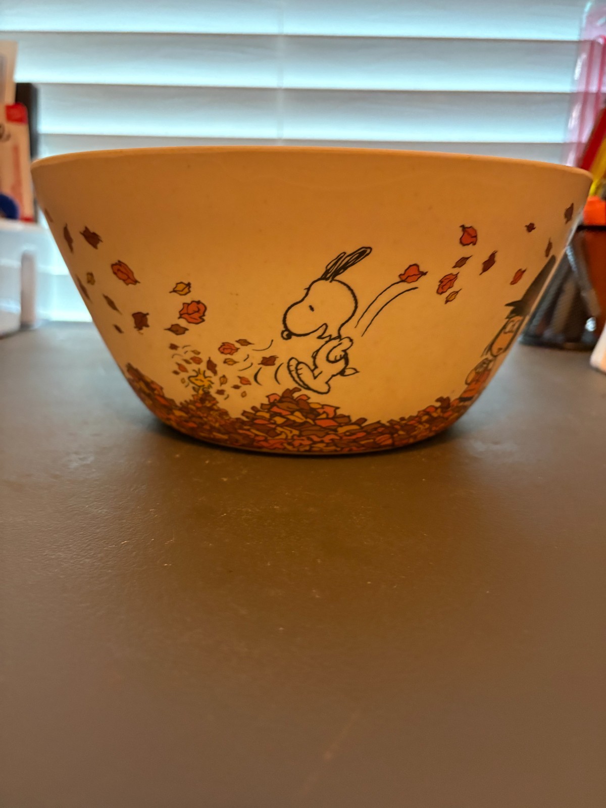 Peanuts Gang Snoopy Charlie Brown Fall Leaves Bamboo XLarge Serving Bowl Peanuts Gang Snoopy Charlie Brown Fall Leaves Bamboo XLarge Serving Bowl