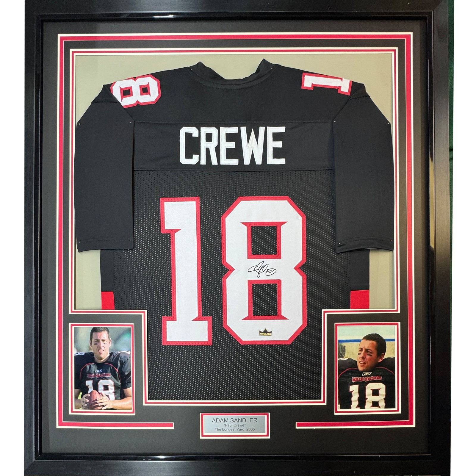 Framed Facsimile Autographed Adam Sandler Paul Crewe 35x39 Black Jersey Framed Facsimile Autographed Adam Sandler Paul Crewe 35x39 Black Jersey