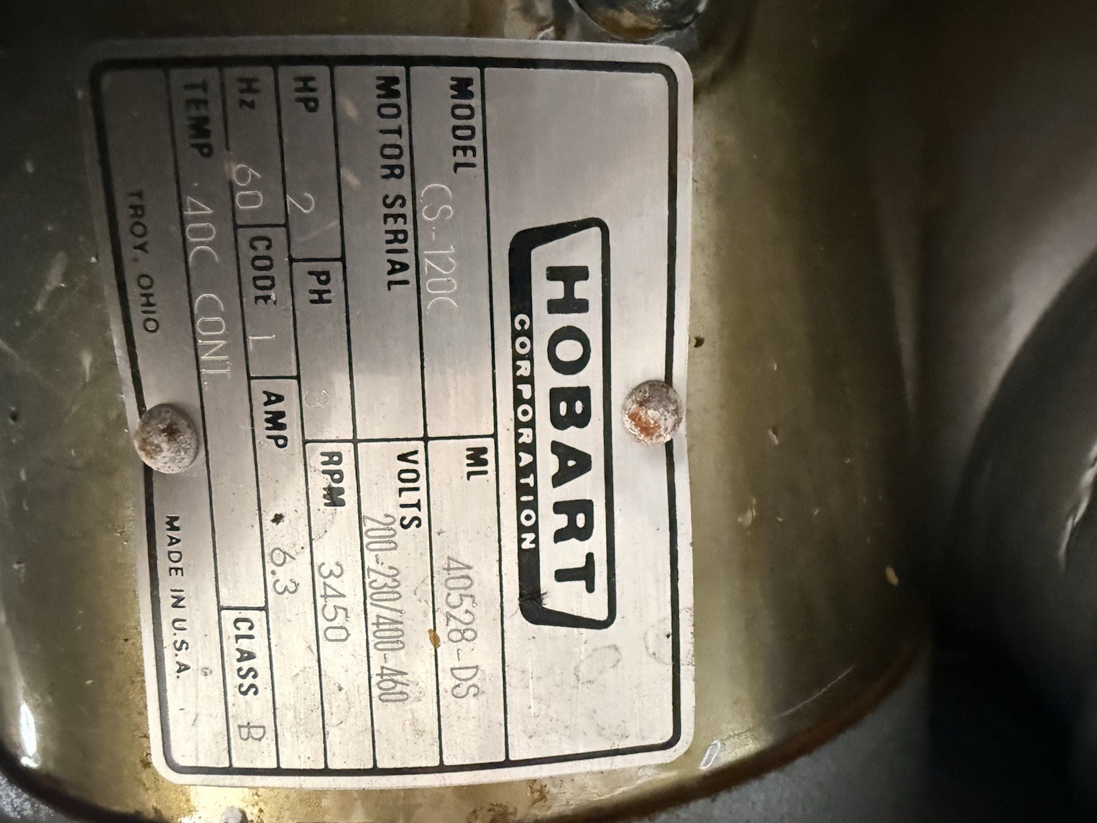 Genuine Hobart CS-120C Dishwasher Motor 3PH 2HP 400V Genuine Hobart CS-120C Dishwasher Motor 3PH 2HP 400V