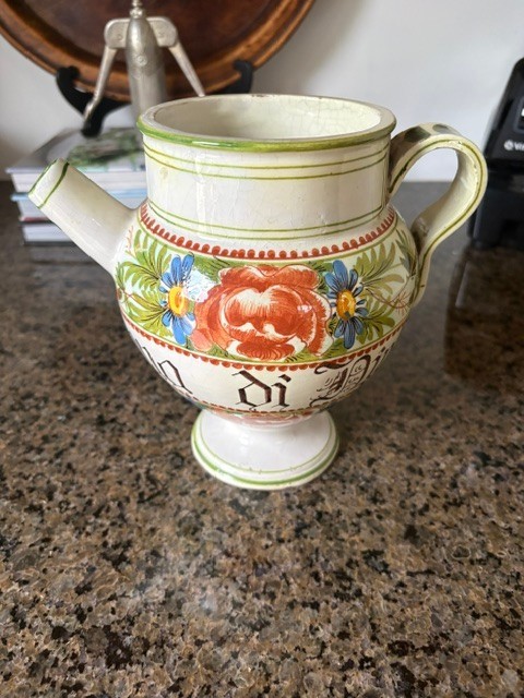 Rare 18th-Century Savona Polychrome Maiolica Apothecary Wet Drug Jar (Stagnone)
