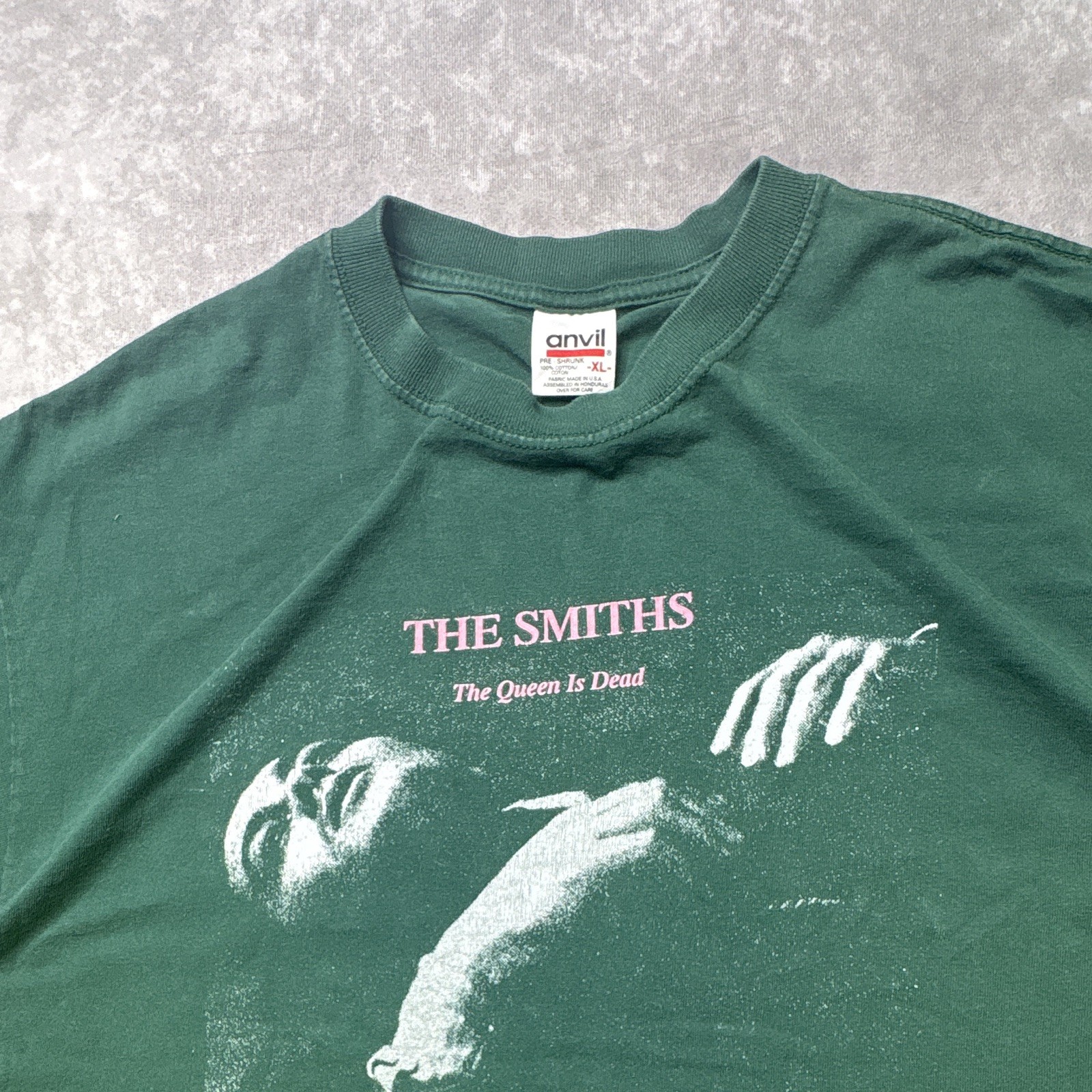 2000s The Smiths The Queen Is Dead Graphic Tee XL, Anvil Green and Pink Graphic