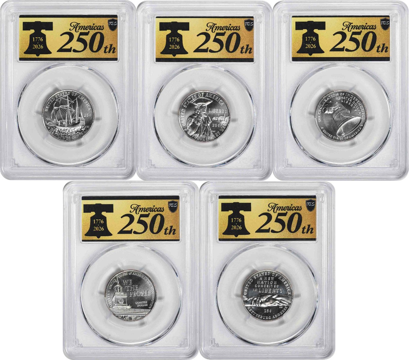 2026-P Semiquincentennial Quarter Set MS65 First Strike PCGS (Anniversary Label)