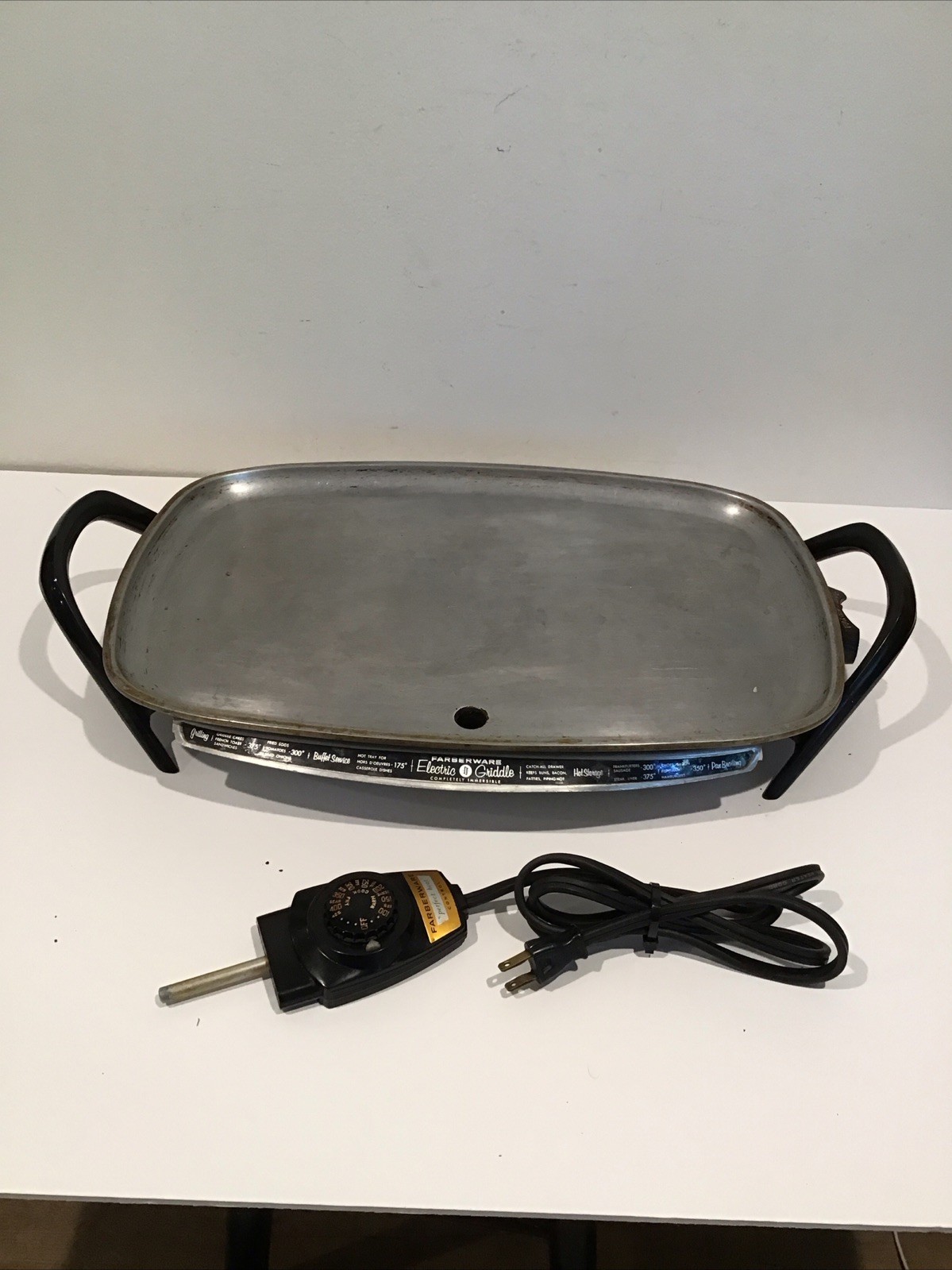 Vtg FARBERWARE Model 260 Immersible Electric Cast Aluminum Griddle Tested