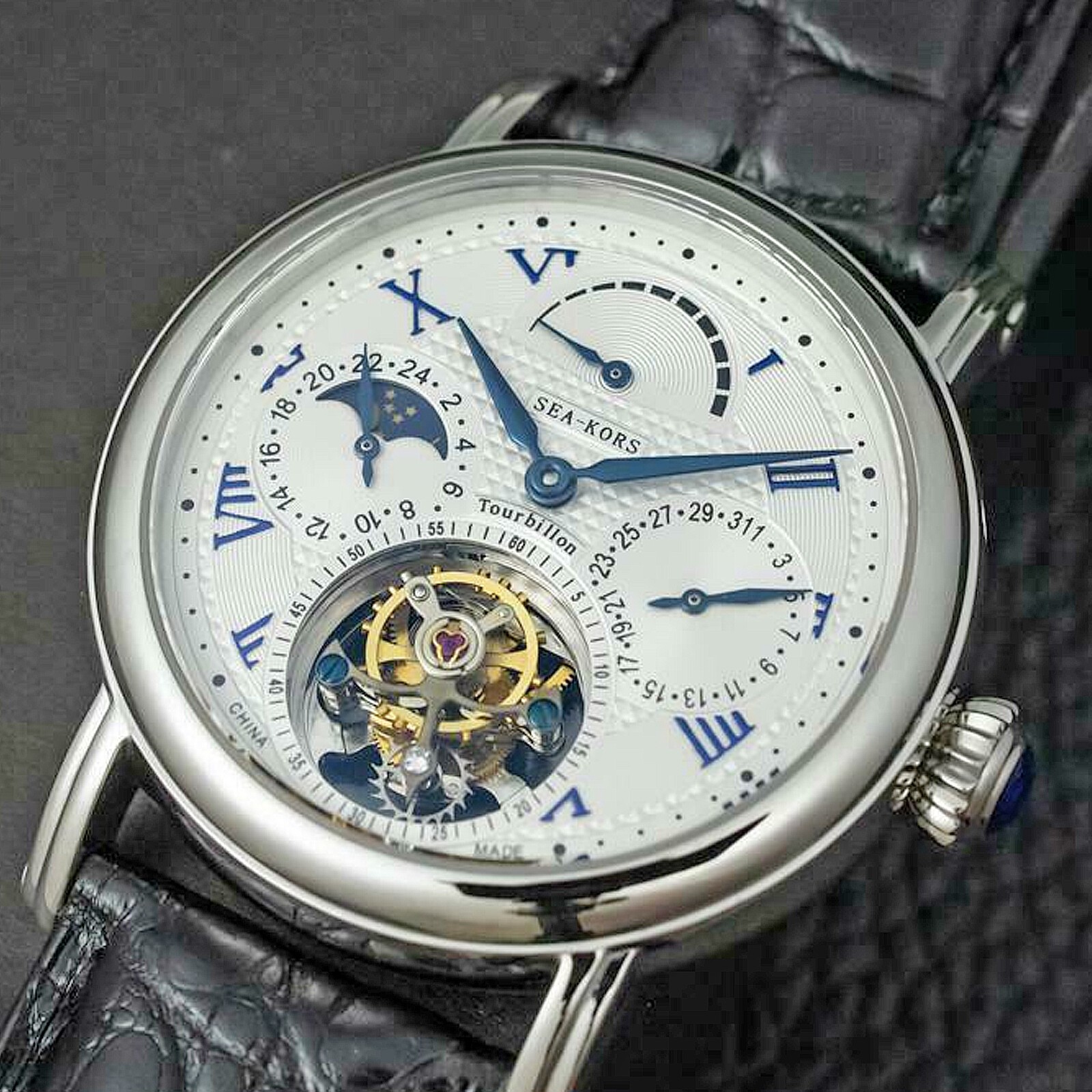 Sugess Seakors Genuine Tourbillon Seagull ST8007 Mechanical Mens Watch SE8007SW