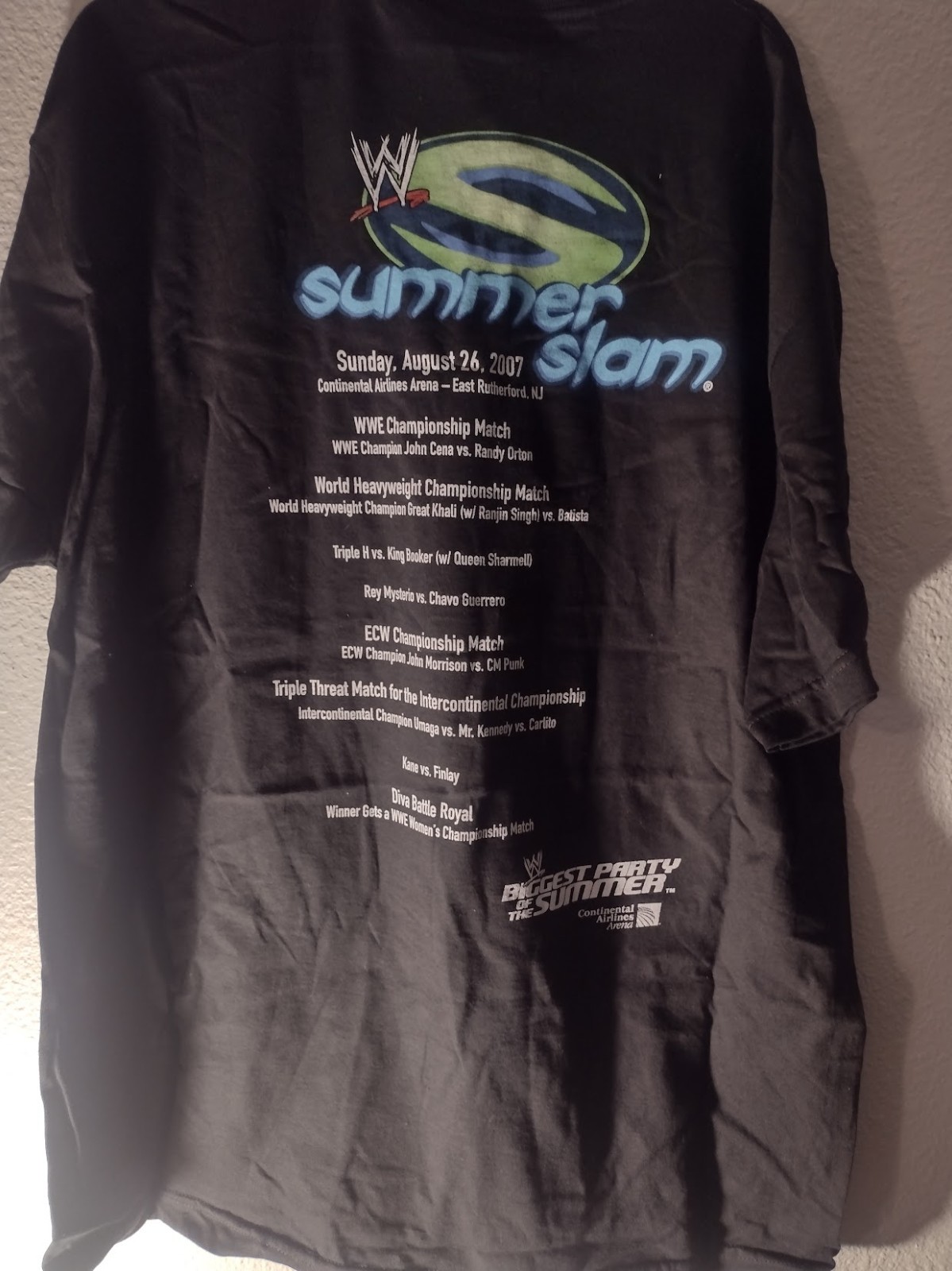 RARE 2007 WWE SUMMERSLAM OFFICIAL EVENT T-SHIRT – SIZE LARGE – NEVER WORN