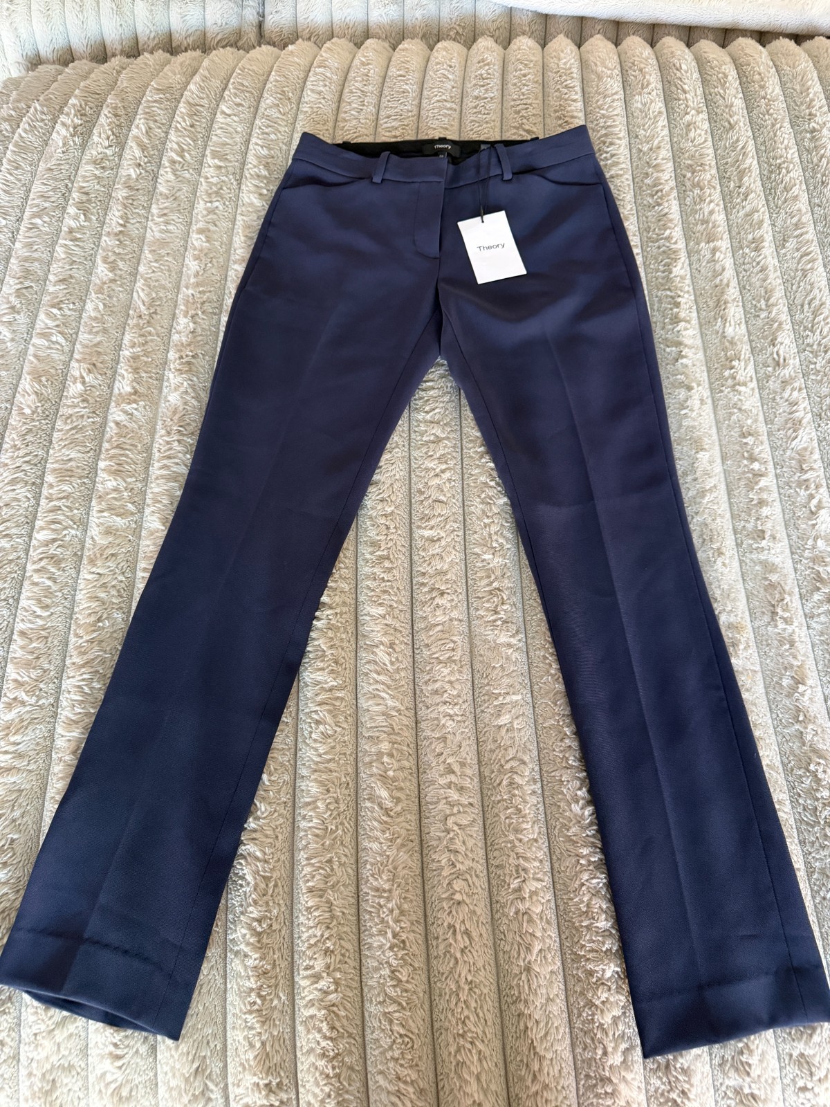 NWT Theory Izelle P2 Modern Crepe Pants Spring Navy Sz 00 Skinny $255 Retail