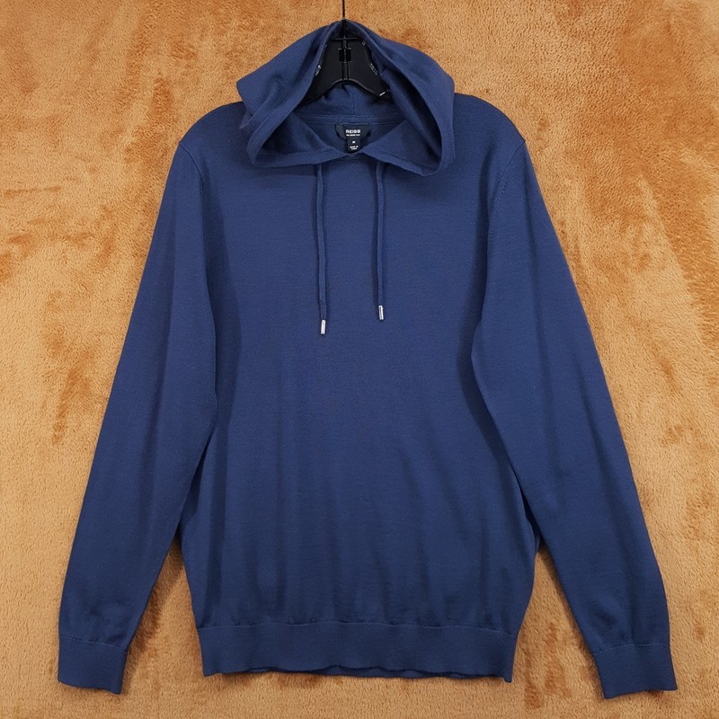 REISS Sweater Mens Medium Navy Blue Pullover 100% Merino Wool Hoodie HOLLAND REISS Sweater Mens Medium Navy Blue Pullover 100% Merino Wool Hoodie HOLLAND