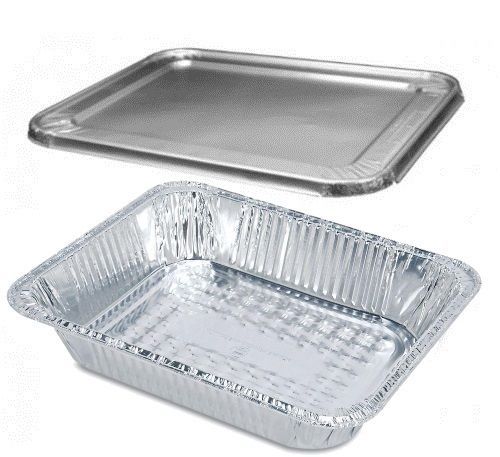 Handi-Foil Premium Disposable 1/2 Size Deep Aluminum Steam Pans w/Lids 10 Sets