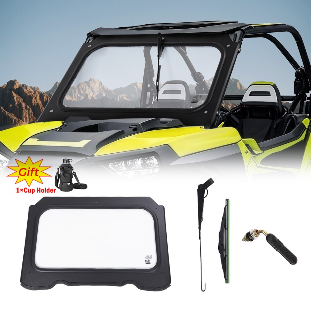 KEMIMOTO Glass Windshield W/ Wiper For 2014-2018 Polaris RZR XP 1000/900 S Trail