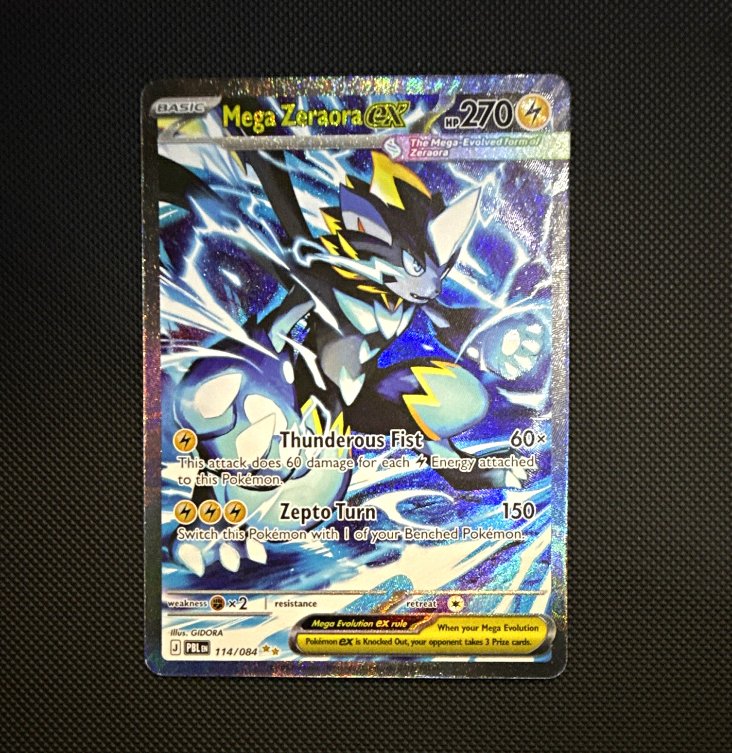 Mega Zeraora EX 114/084 PBL Rare Holo Full Art 270 HP English 2024 Mega Zeraora EX 114/084 PBL Rare Holo Full Art 270 HP English 2024