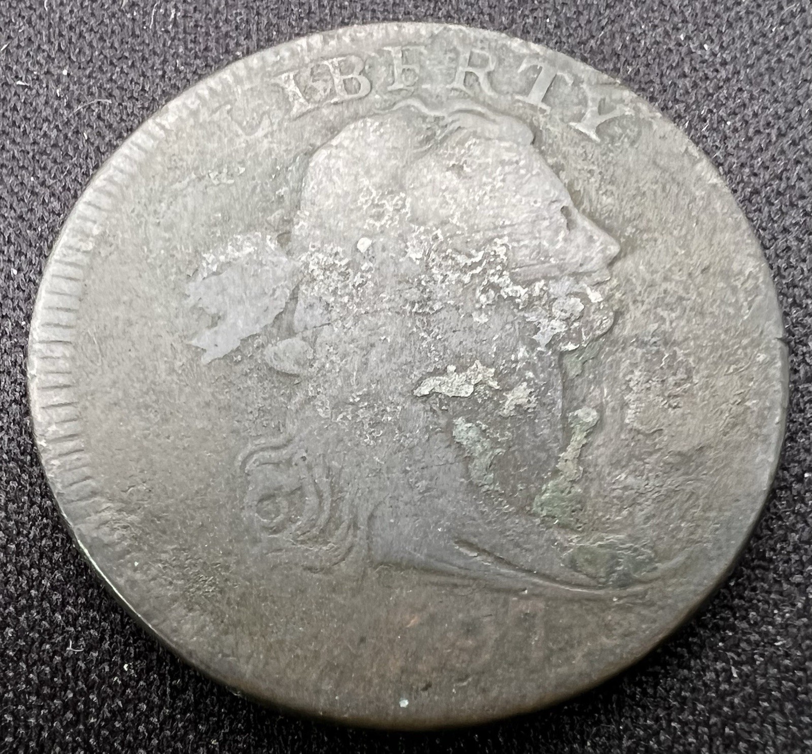 1797 Draped Bust Gripped Edge Large Cent Reverse of 1795 VG+ Rare S-120 US 1c