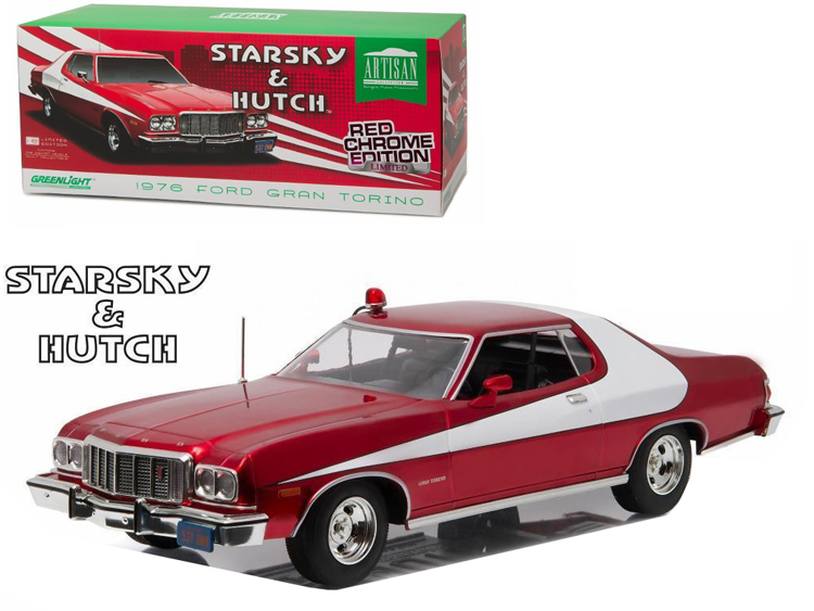 1976 FORD GRAN TORINO STARSKY AND HUTCH RED CHROME EDITION 1/18 GREENLIGHT 19023