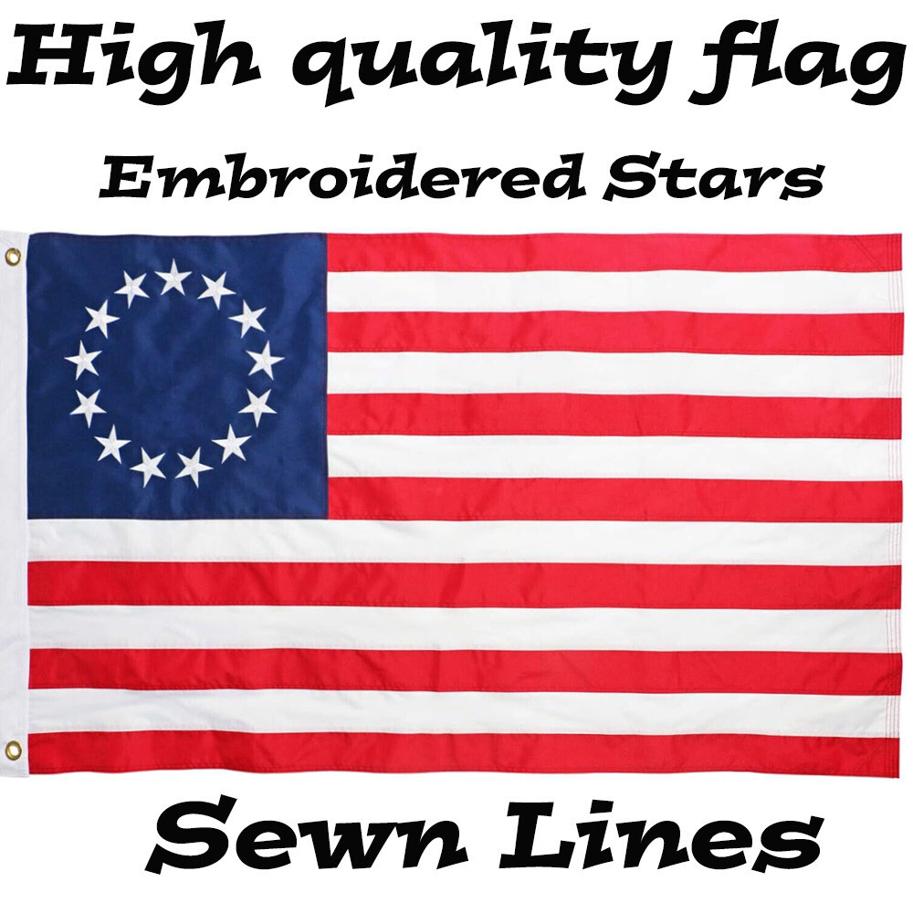 3x5 Embroidered Betsy Ross USA 200D Sewn Nylon Flag 5x3 Flag Banner (B4L) 3x5 Embroidered Betsy Ross USA 200D Sewn Nylon Flag 5x3 Flag Banner (B4L)