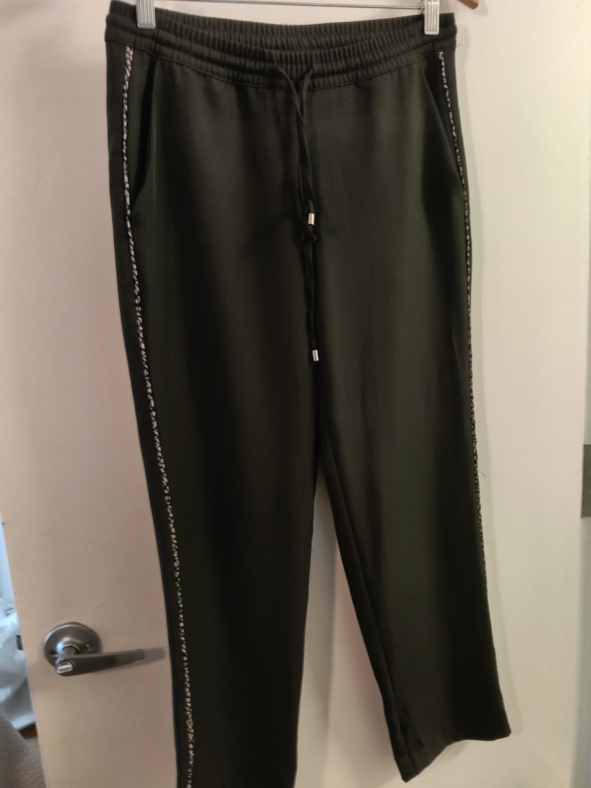 DKNY Womens Drawstring Straight Leg Pants Waist Slash Pockets Elasticized XS $89