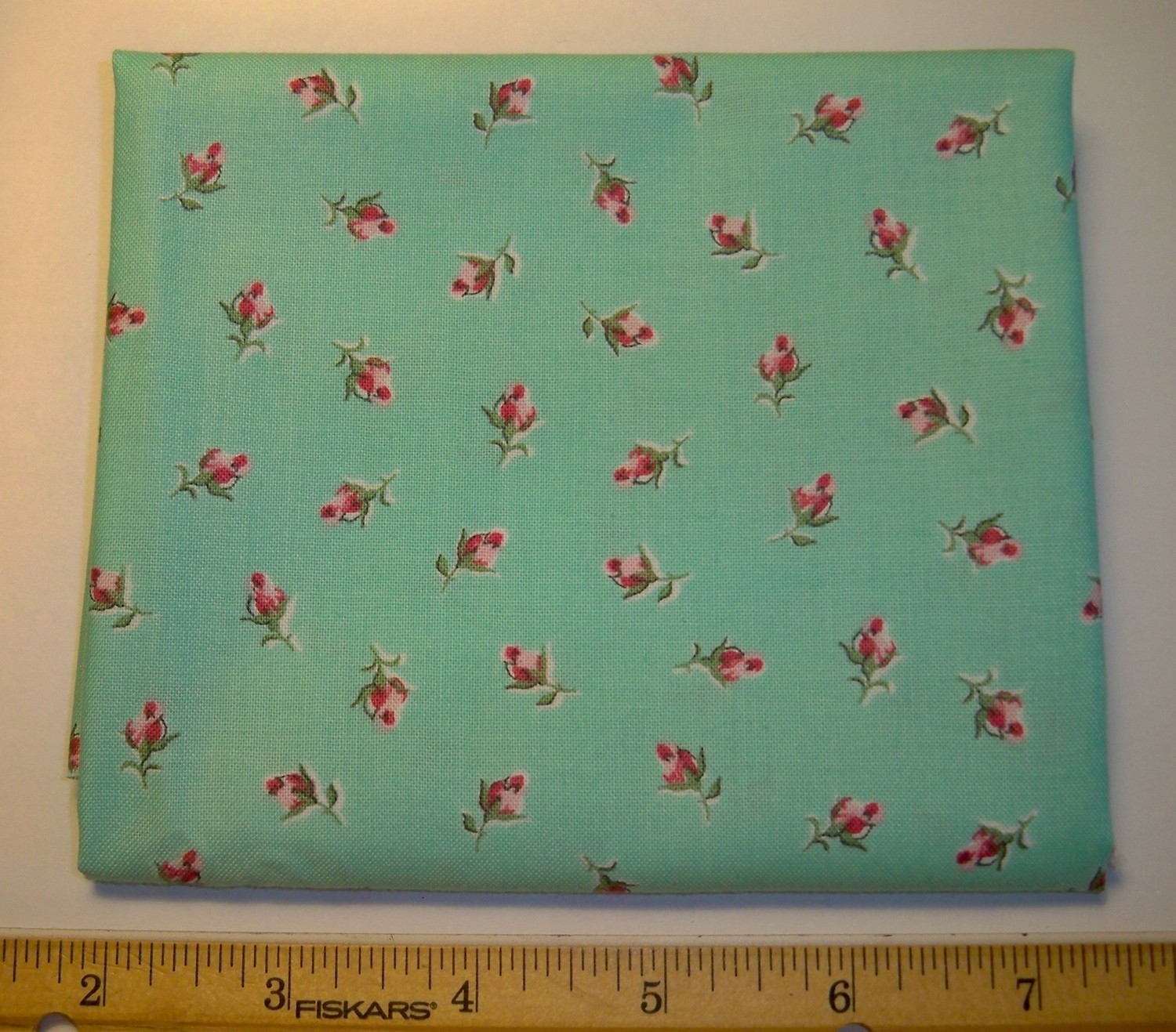 Windham Fabrics Hankie Club Pink Rosebud Floral on Mint Green Cotton Fat Quarter