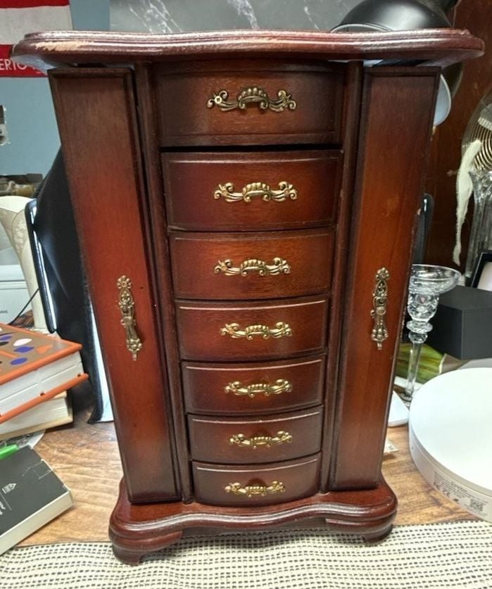 Vtg Powell Jewelry Armoire Tabletop Wood Vtg Powell Jewelry Armoire Tabletop Wood