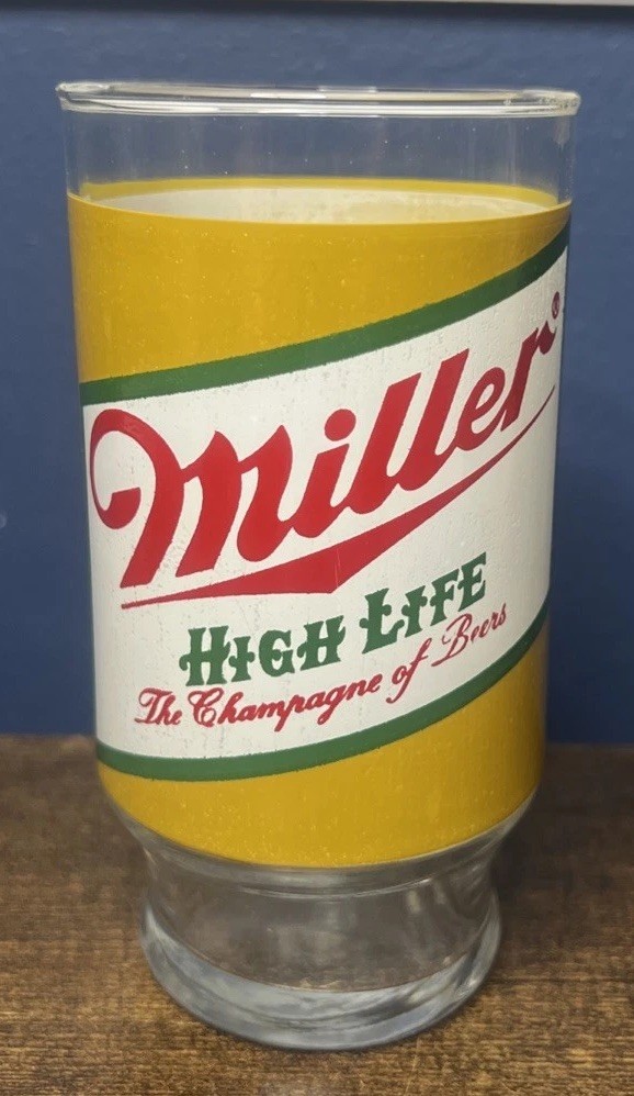 Vintage Miller High Life Footed Pedestal Bar Ware Beer Drinking Glass Vintage Miller High Life Footed Pedestal Bar Ware Beer Drinking Glass