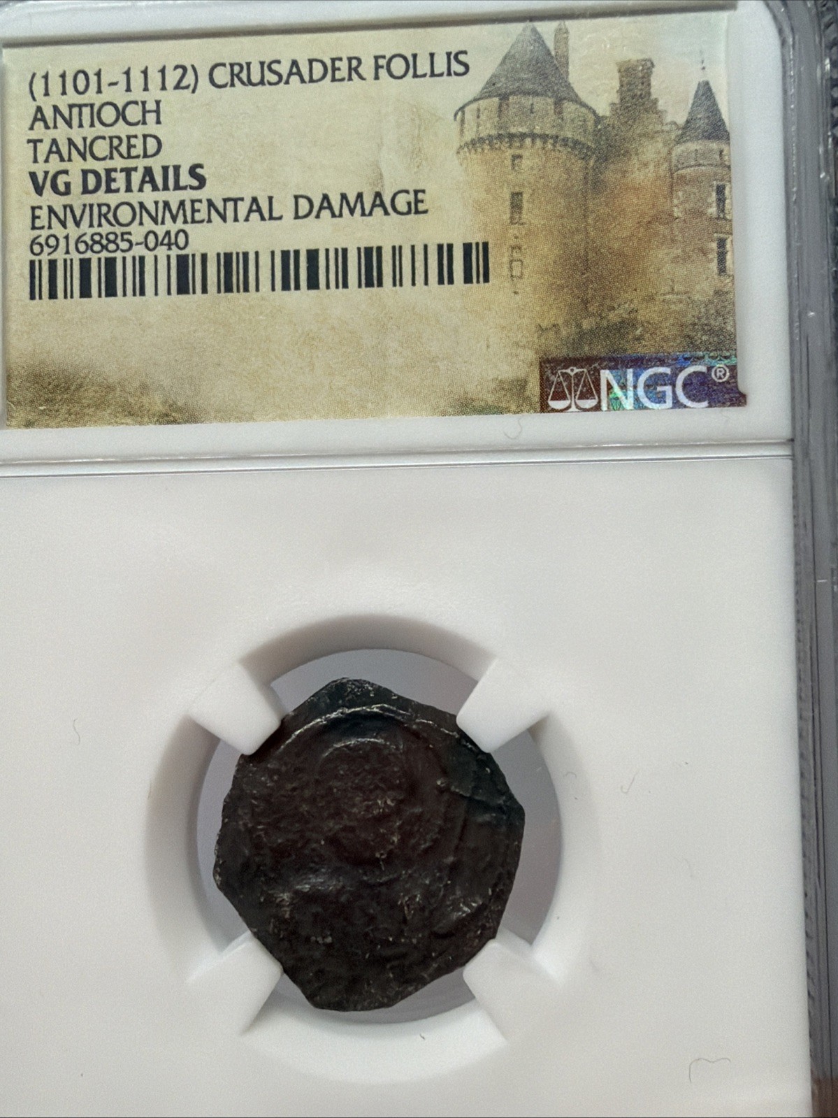 RARE CRUSADERS COIN Antioch Tancred Regent 1101-1112 Æ Follis, NGC VG Very Good