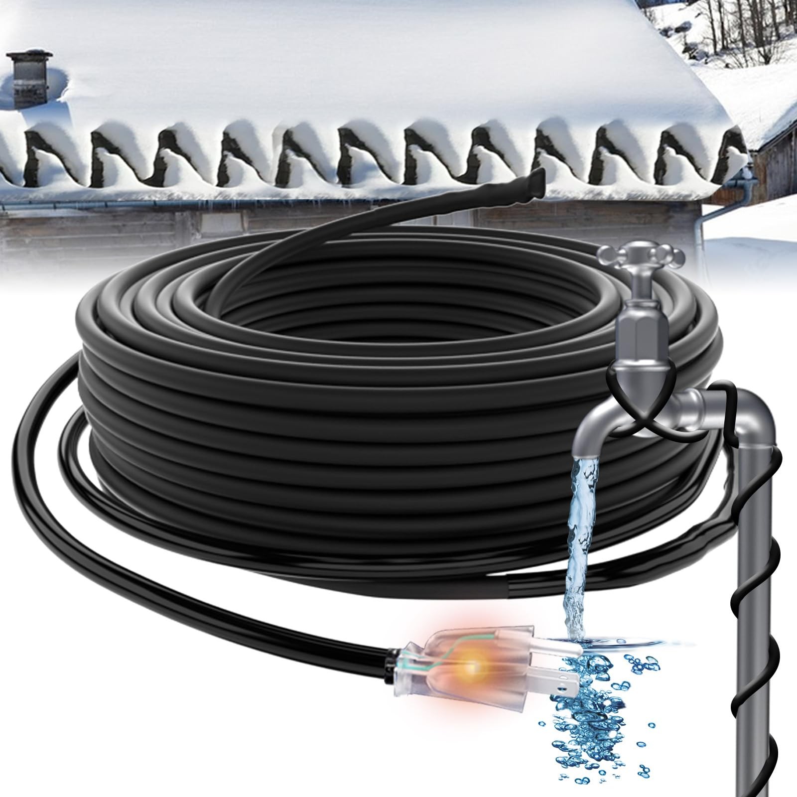 HEATIT JHSF1 Self-Regulating Heating Cable, Roof & Pipe Protection, 125FT