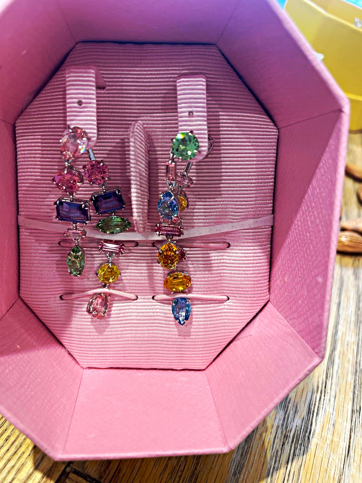 Swarovski Gema Multicolour Crystal Dangle/Drop Earrings Rhodium Plated NEW Swarovski Gema Multicolour Crystal Dangle/Drop Earrings Rhodium Plated NEW
