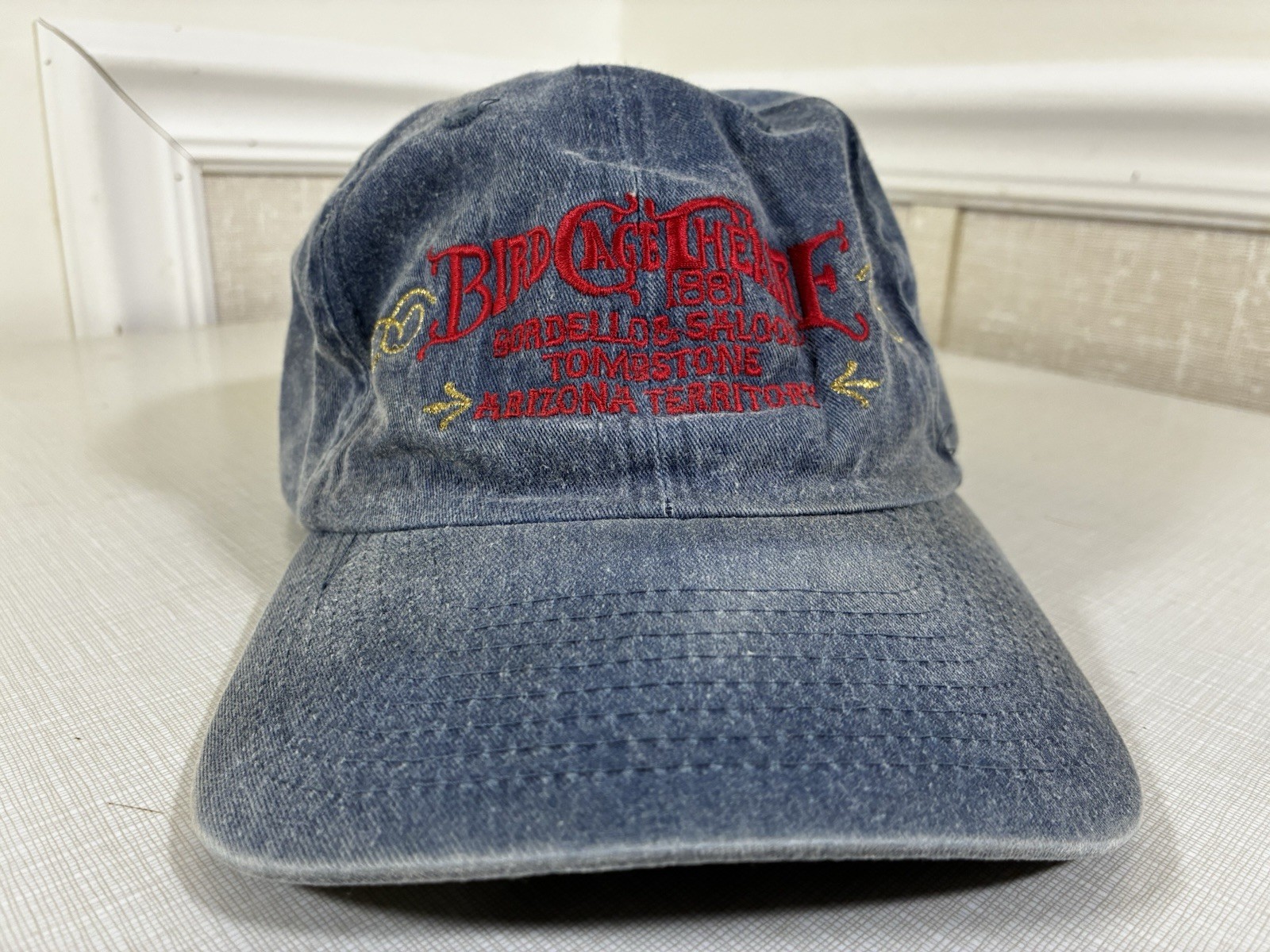Vintage 1881 Bird Cage Theatre Bordello & Theatre Tombstone, AT Blue Jean Hat
