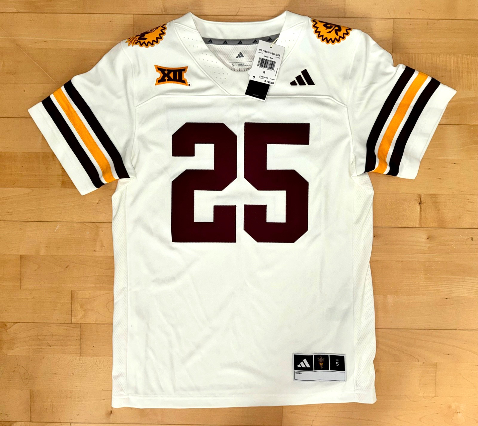 New Mens Adidas ASU Arizona State Sun Devils Football Jersey JN0629 White Sz S