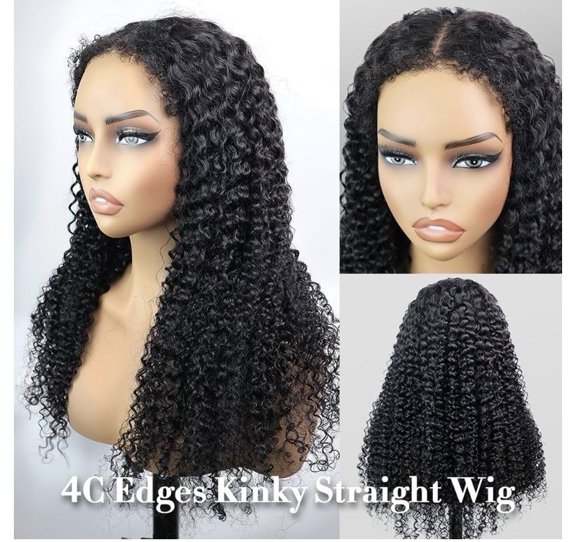 Facmood 4C Edges Glueless Wigs Kinky Curly Human Hair Pre Plucked 16 Inch Facmood 4C Edges Glueless Wigs Kinky Curly Human Hair Pre Plucked 16 Inch