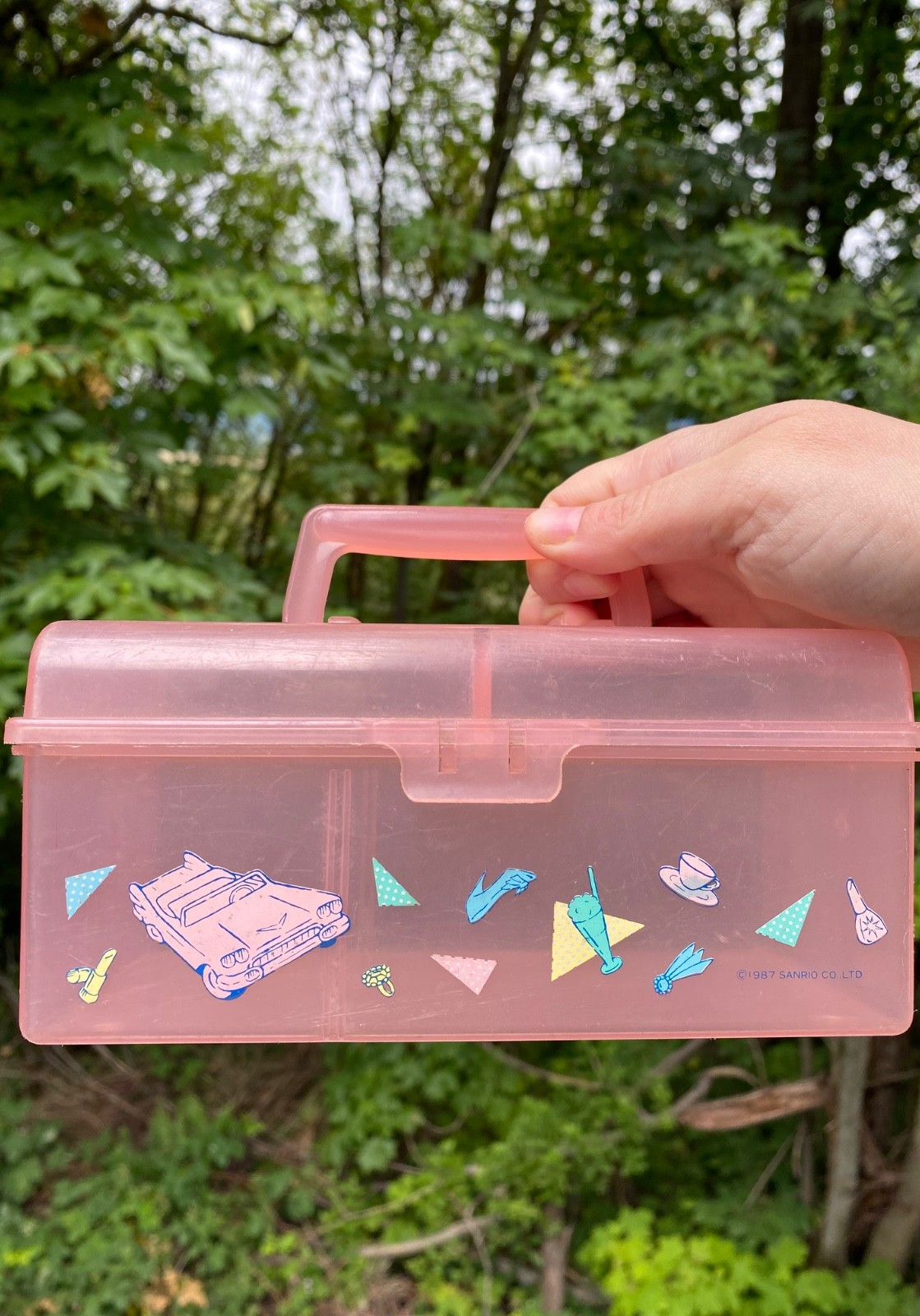 Vintage 1987 Retro Sanrio Pink Storage Container 6.5”