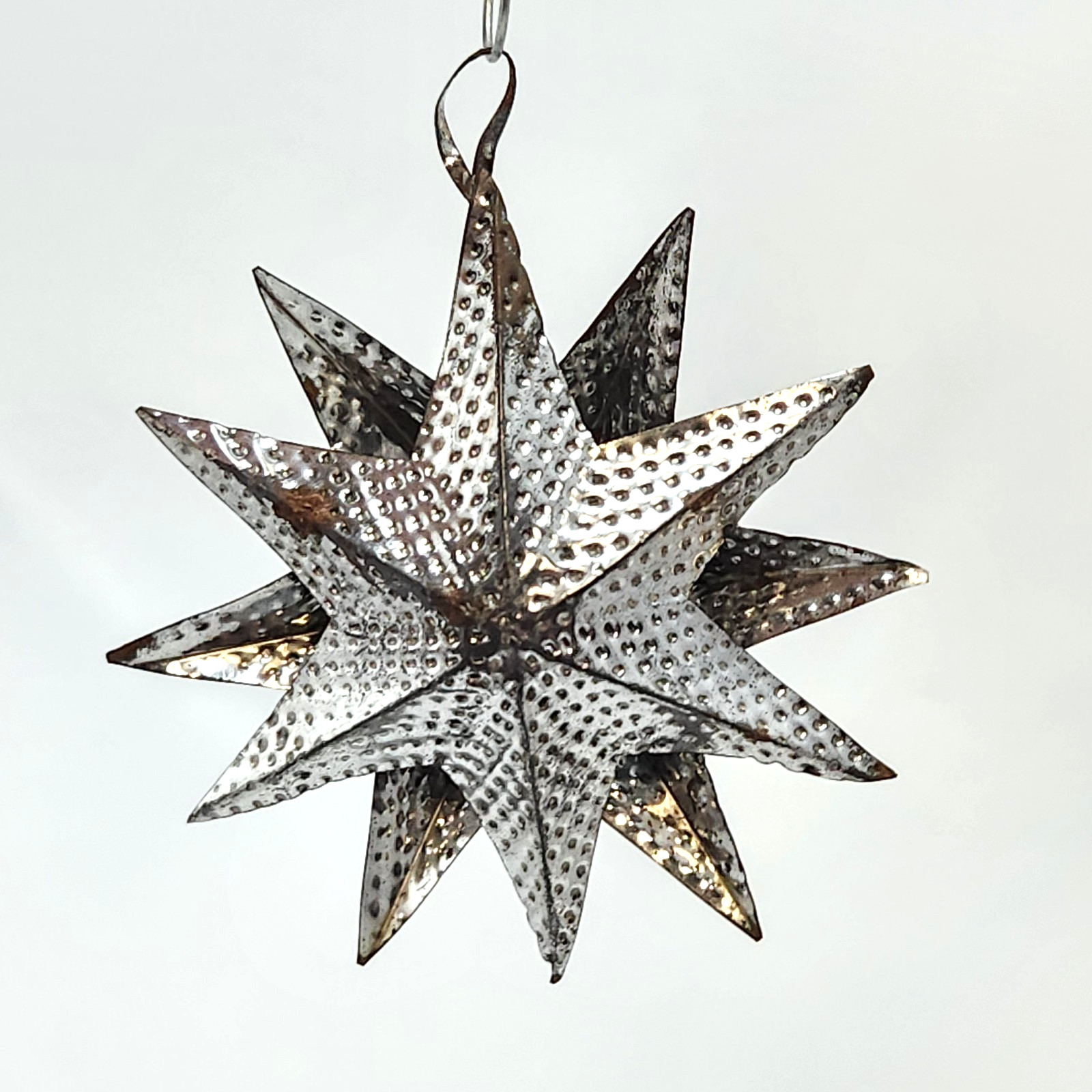 Punched Tin Star Ornament 3D Silver 6 Points 3 Punched Tin Star Ornament 3D Silver 6 Points 3