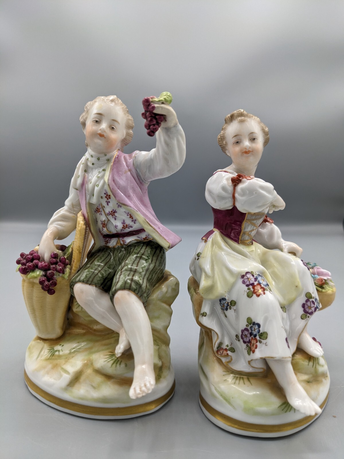 18th C Antique German Ludwigsburg Porcelain Figurines Five Senses Marked 5\