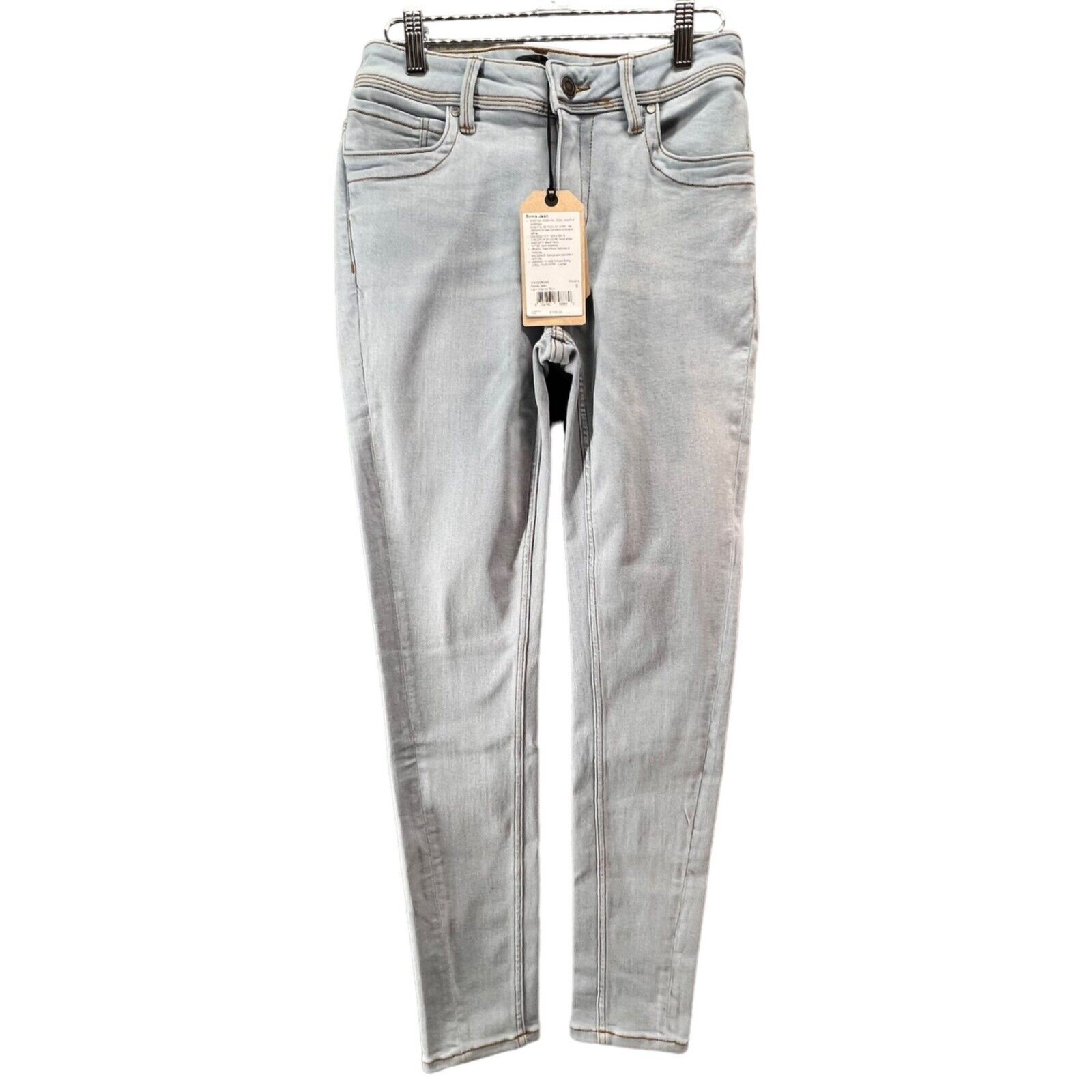 Prana Soma Jeans Womens 28 Blue Light Wash Organic Stretch Denim Skinny Slim NEW