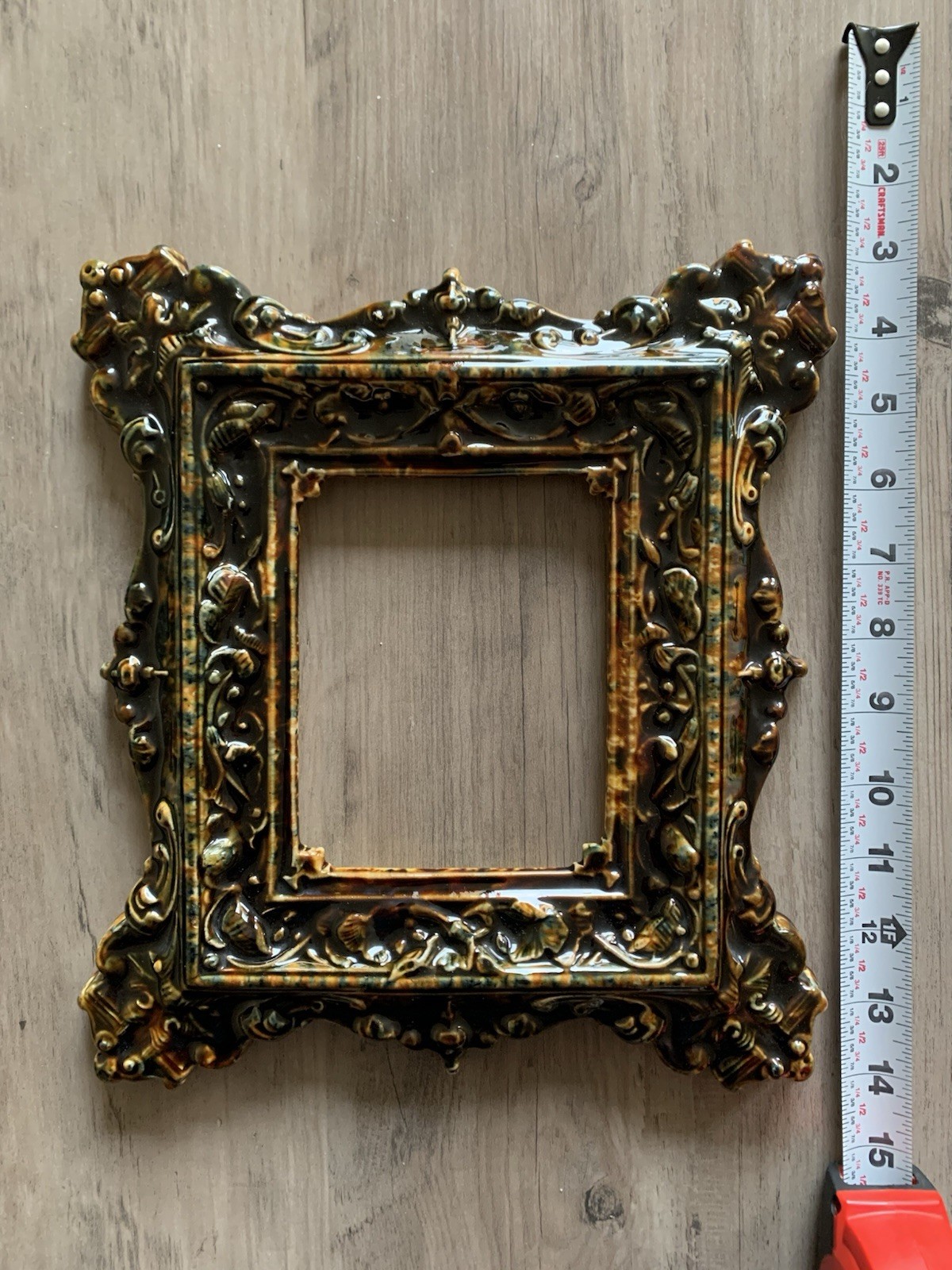 RARE Antique 19th Century Bennington Pottery Flint Enamel Picture Frame