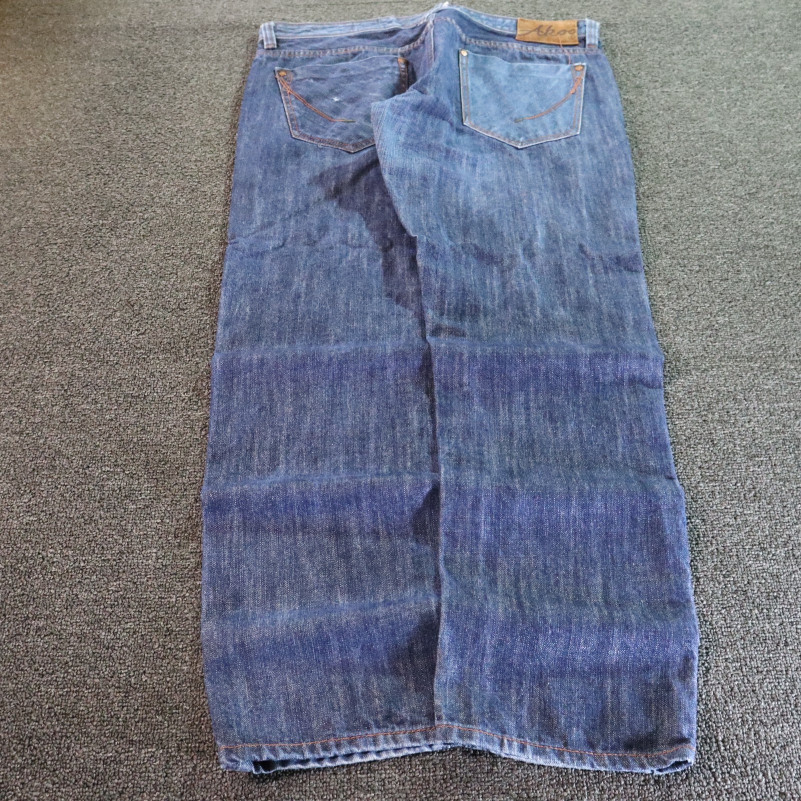 Akoo Jeans Mens 37x32 Blue Two Tone Denim Distressed Y2k Vintage Grunge Skater