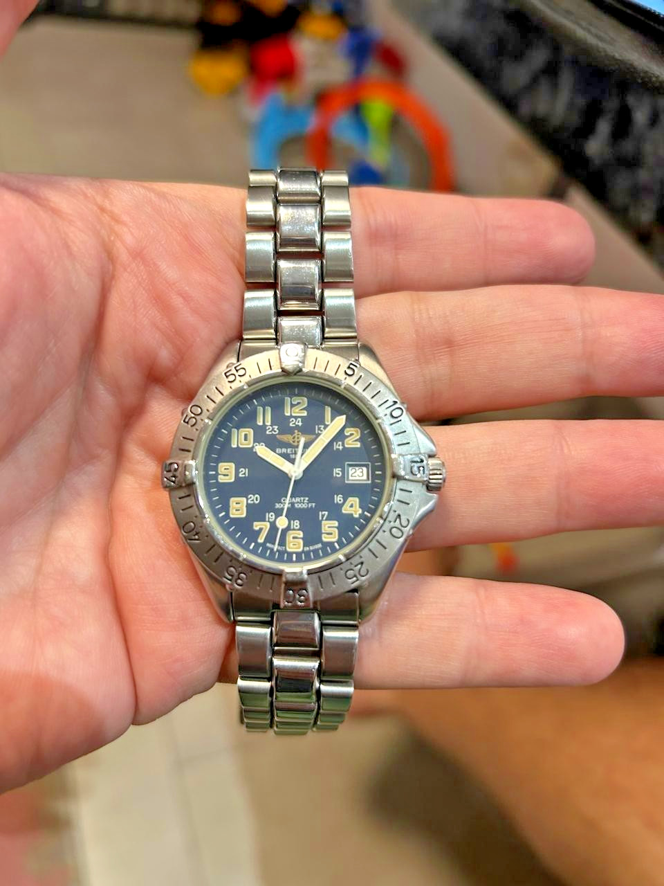 Breitling Colt Quartz A57035 Blue Dial Original Bracelet Swiss Watch