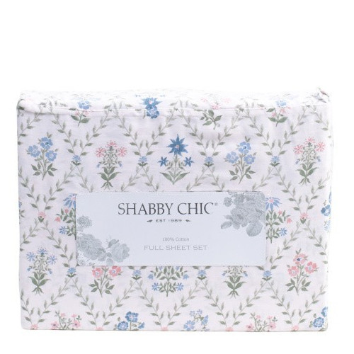Shabby Chic QUEEN Sheet Set 100% Cotton Vienna Vines botanical floral sheets NEW