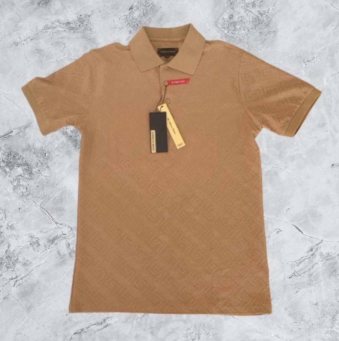 American Breed Polo Khaki Luxury Pattern Cotton Stretch Sz M, MSRP $99, ARHJQ-20