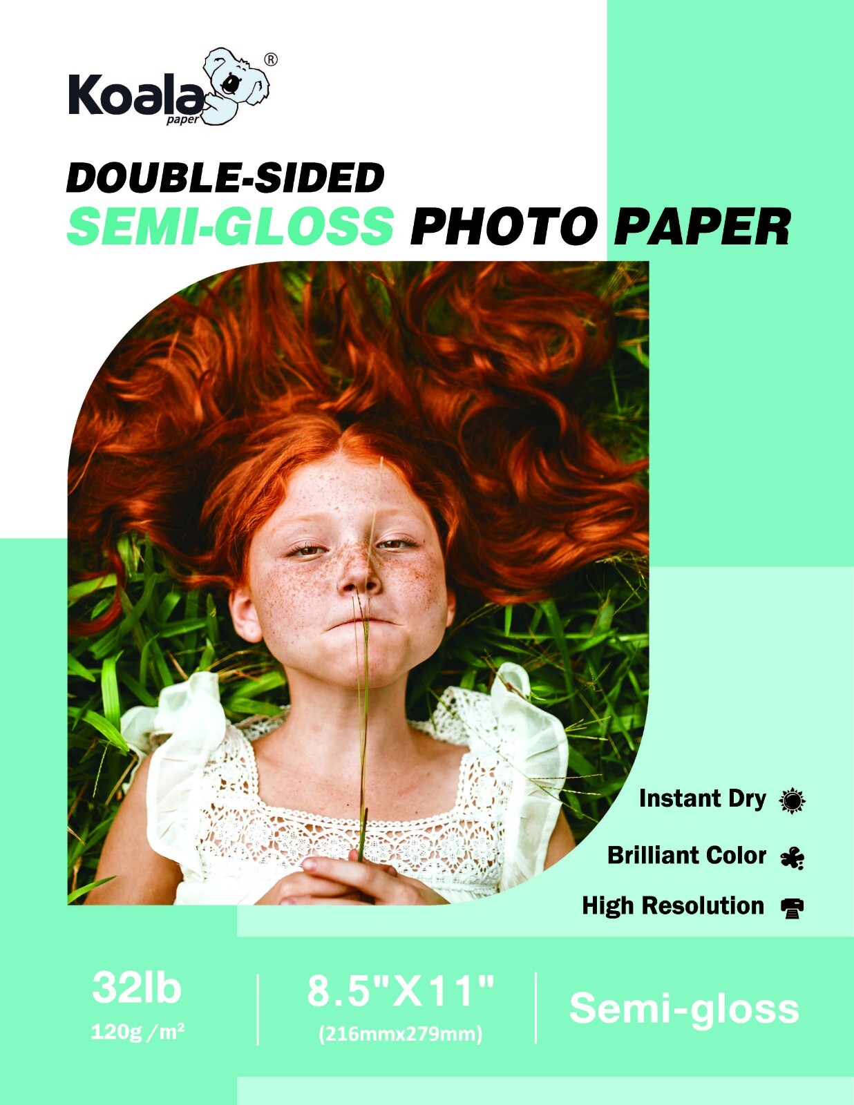 300PK Koala 32lb Double Sided Semi-gloss Photo Paper 8.5x11 Inkjet Laser