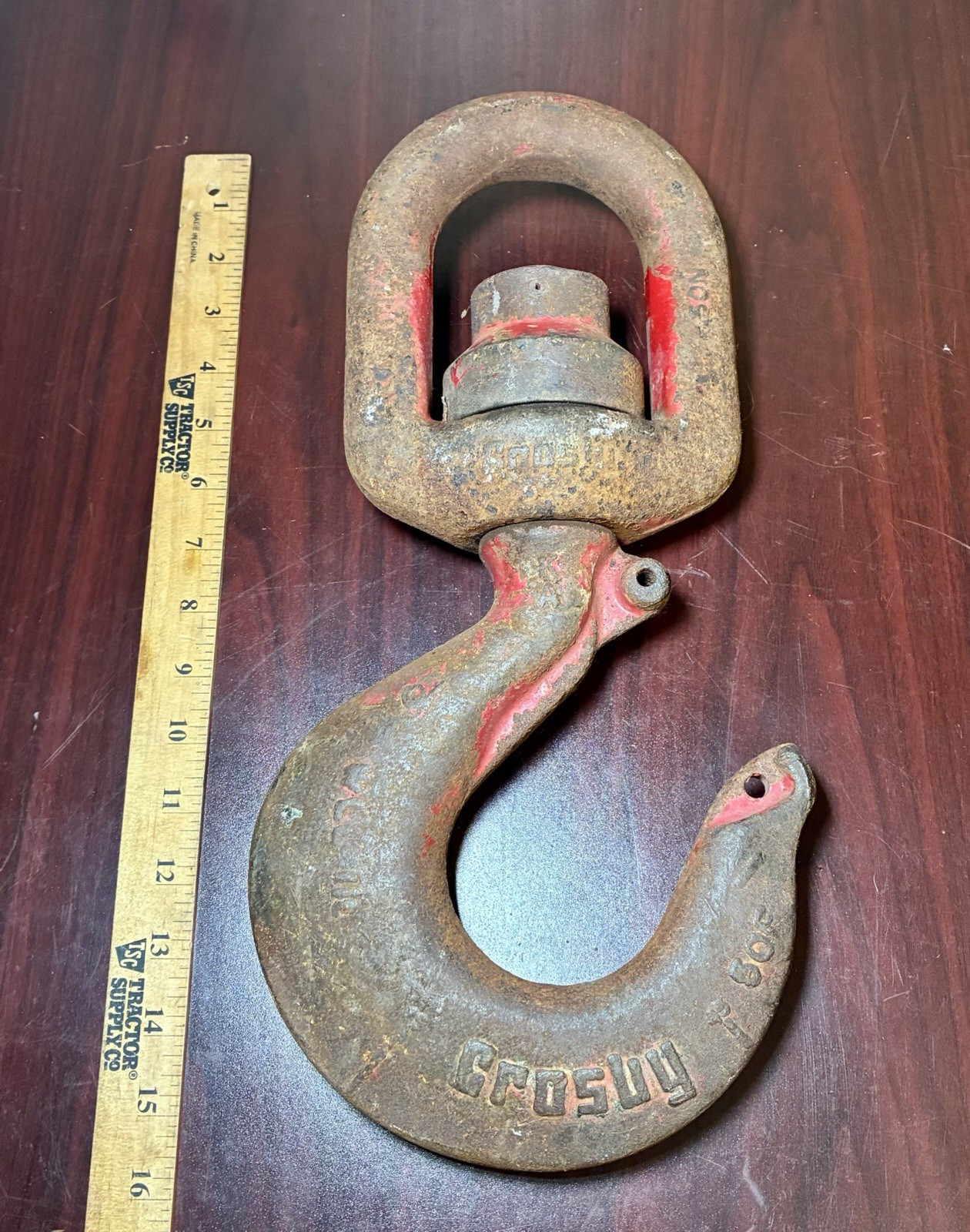 VTG 15 x 7 Heavy Duty Crosby Forged Steel Swivel Crane Rigging Hoist Hook 19 Lbs
