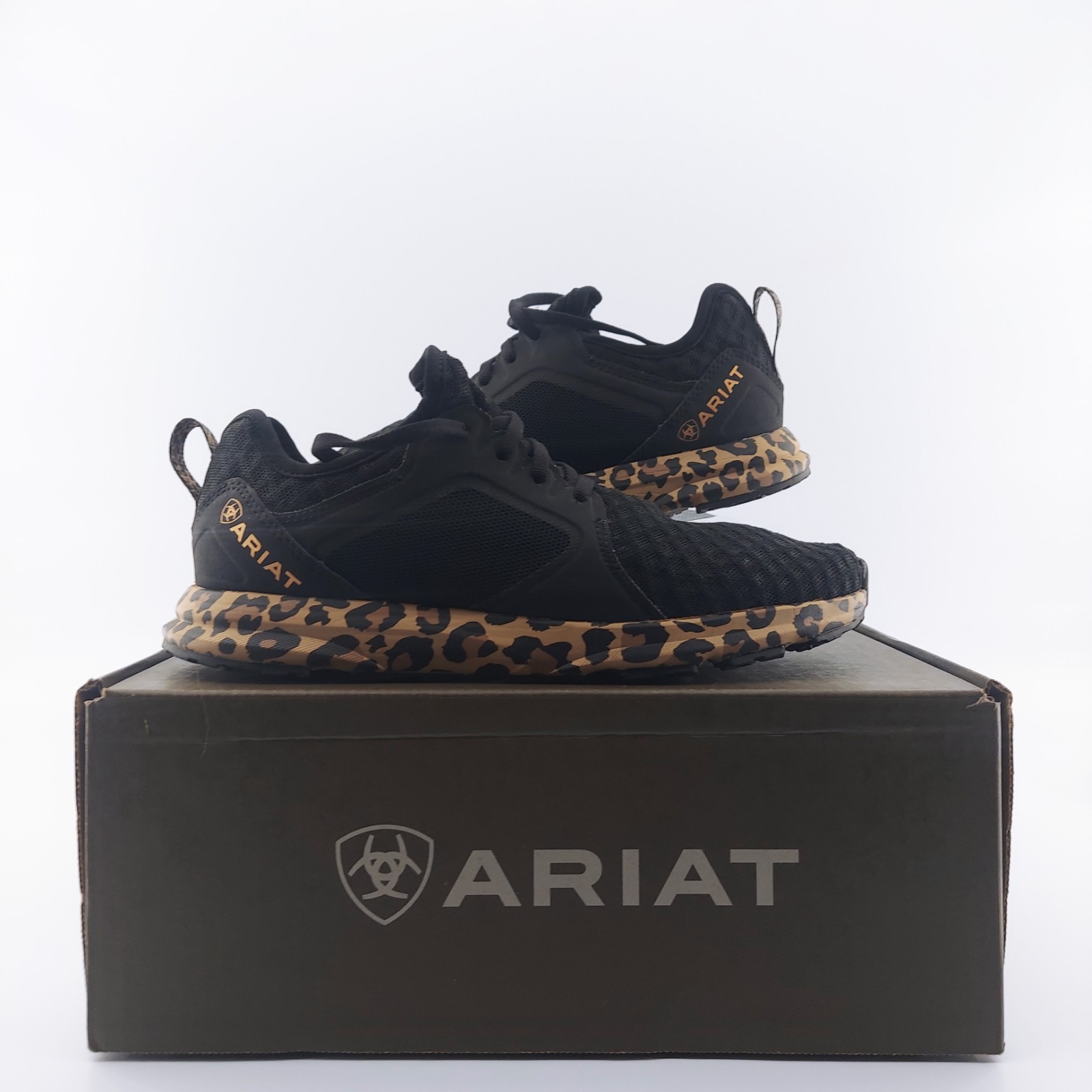 Ariat Fuse Black Mesh Leopard Print Shoes 10042462 Women\'s 6.5 With Original Box