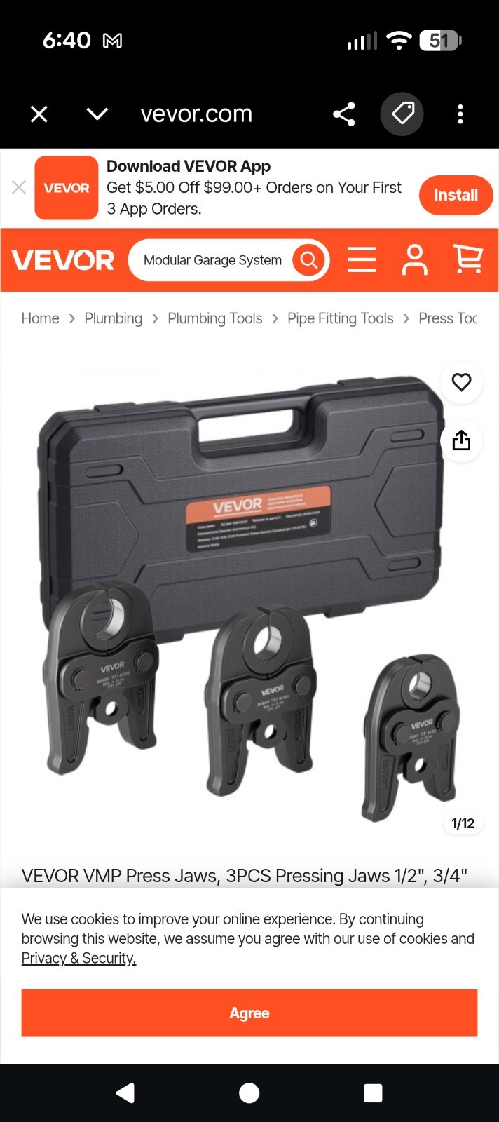 VEVOR 3PCS VMP Pressing Jaws 1/2 VEVOR 3PCS VMP Pressing Jaws 1/2