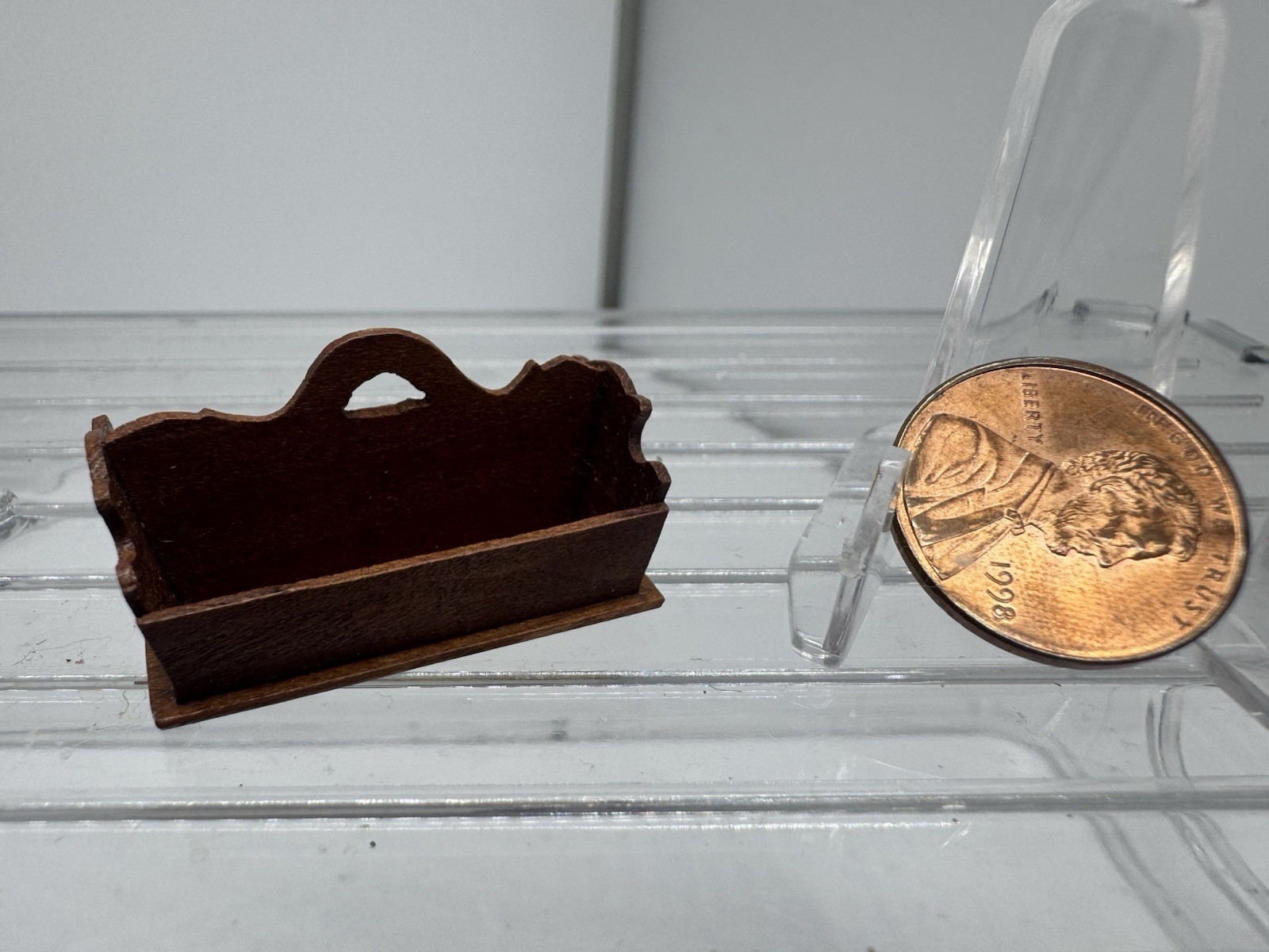 Vtg IGMA Artisan Nicole Walton Marble Signed Wooden OOAK dollhouse caddy 1:12