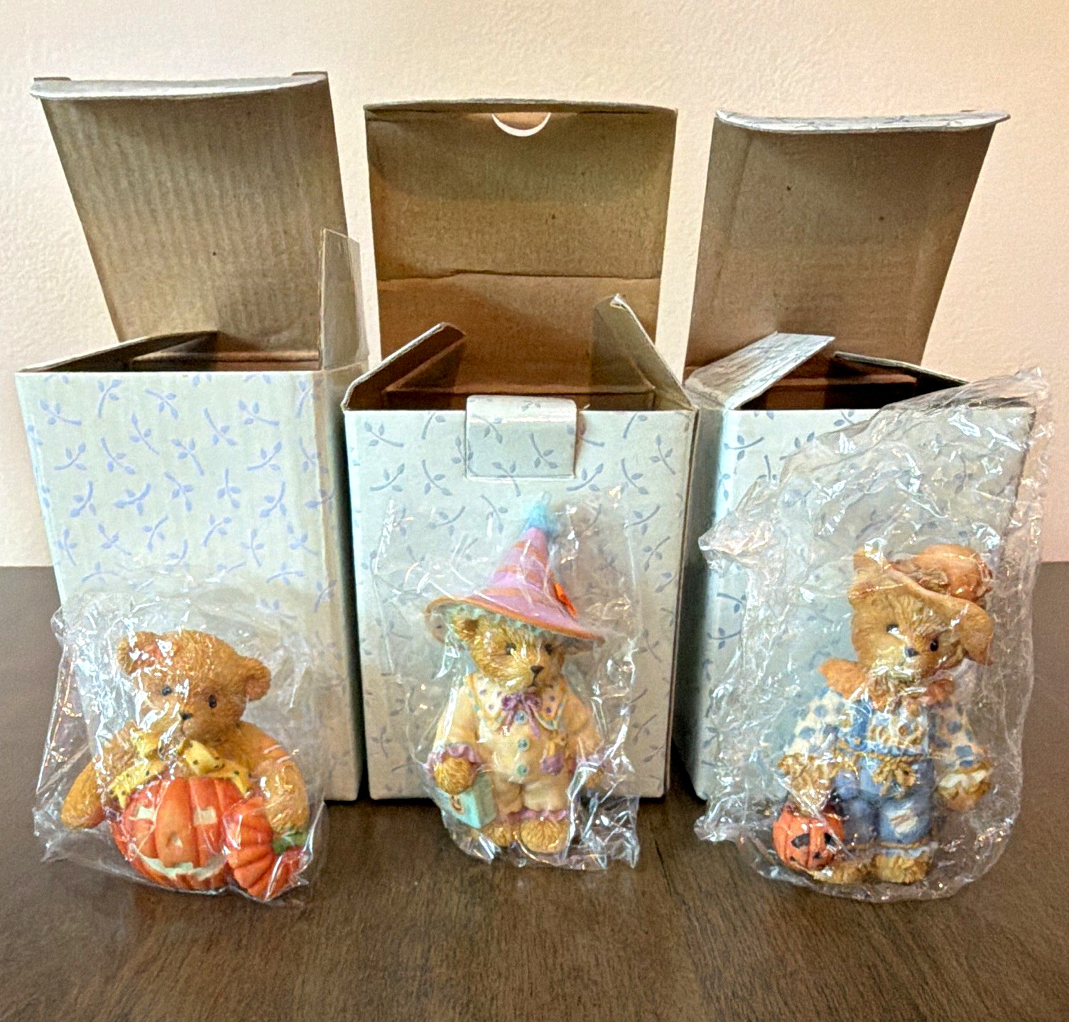 Cherished Teddies Halloween Bear Figurine Set 3 Tom Leslie Cora Boxed MPNs