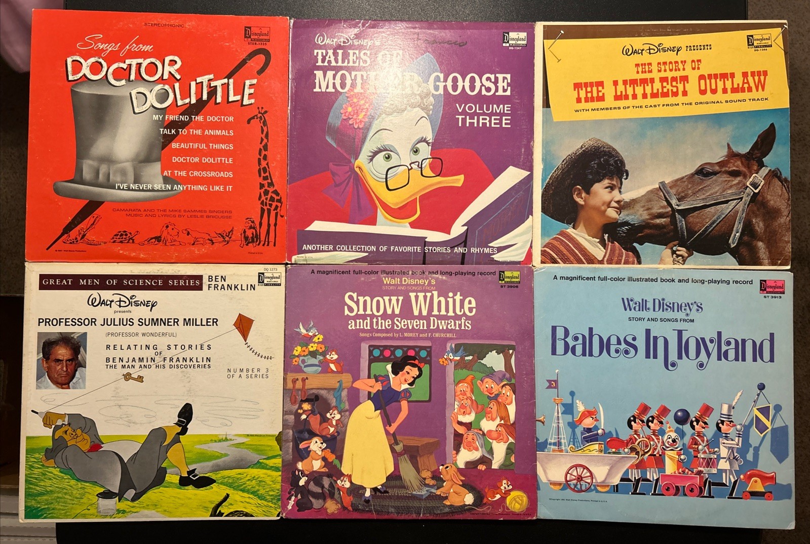 Disneyland Records 6 X LP Disney Record Lot Snow White Babes In Toyland Books