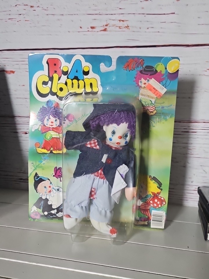 Vintage 1986 Totsy B-A-Clown Vintage Plush Rubber Fave NOS Purple Yarn Hair Rare