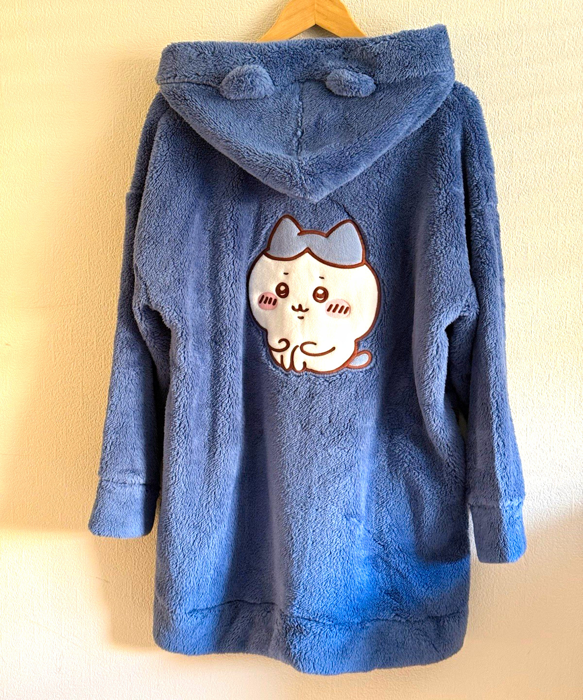 GU Chiikawa Blue Fleece Hooded Button One Piece Nightwear XXL GU Chiikawa Blue Fleece Hooded Button One Piece Nightwear XXL