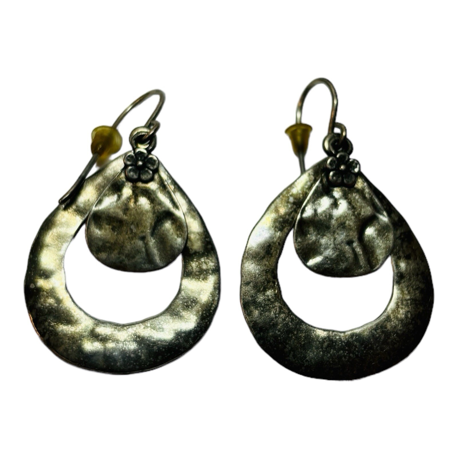 Silpada Sterling 925 Silver Hammered Teardrop Flower Dangle Earrings W2074 - .27 Silpada Sterling 925 Silver Hammered Teardrop Flower Dangle Earrings W2074 - .27