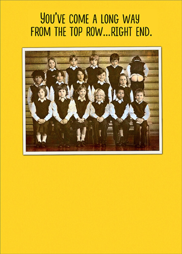 RSVP Boy Mooning Camera  Vintage School Photo Funny / Humorous Birthday Card