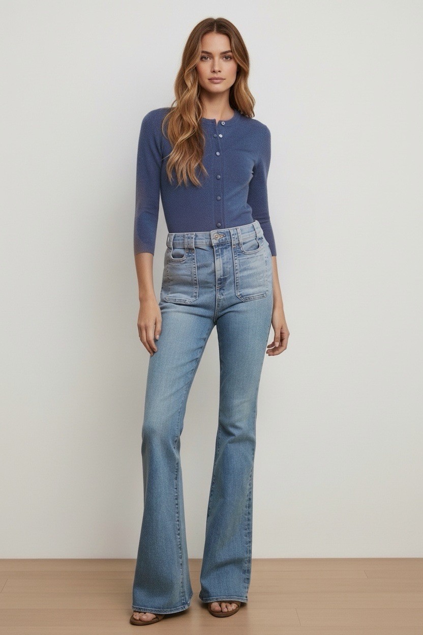 Veronica Beard High Rise Waist Beverly Skinny Flare Jean 26x30 Patch Pocket Rare